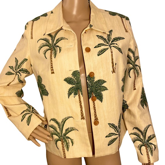 VINTAGE MAGGY LONDON PALM TREE BLAZER / SUIT JACKET  SZ 10 ๐ด - Picture 1 of 12